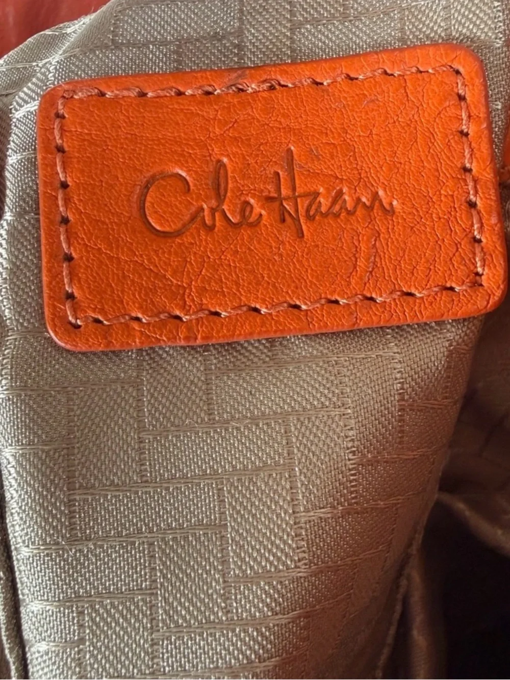 Cole Haan Orange Leather Tassel Drawstring Hobo Shoulder Bag with Dust Bag